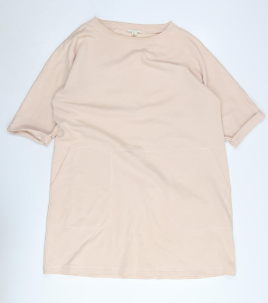 COS Women's Beige Shift Dress S, Casual Cotton Jersey