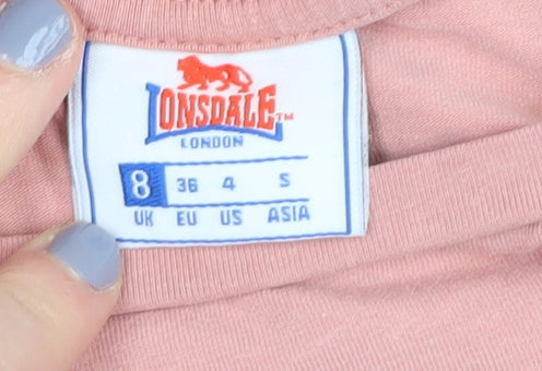 Lonsdale Women's Pink Basic T-Shirt Size 8