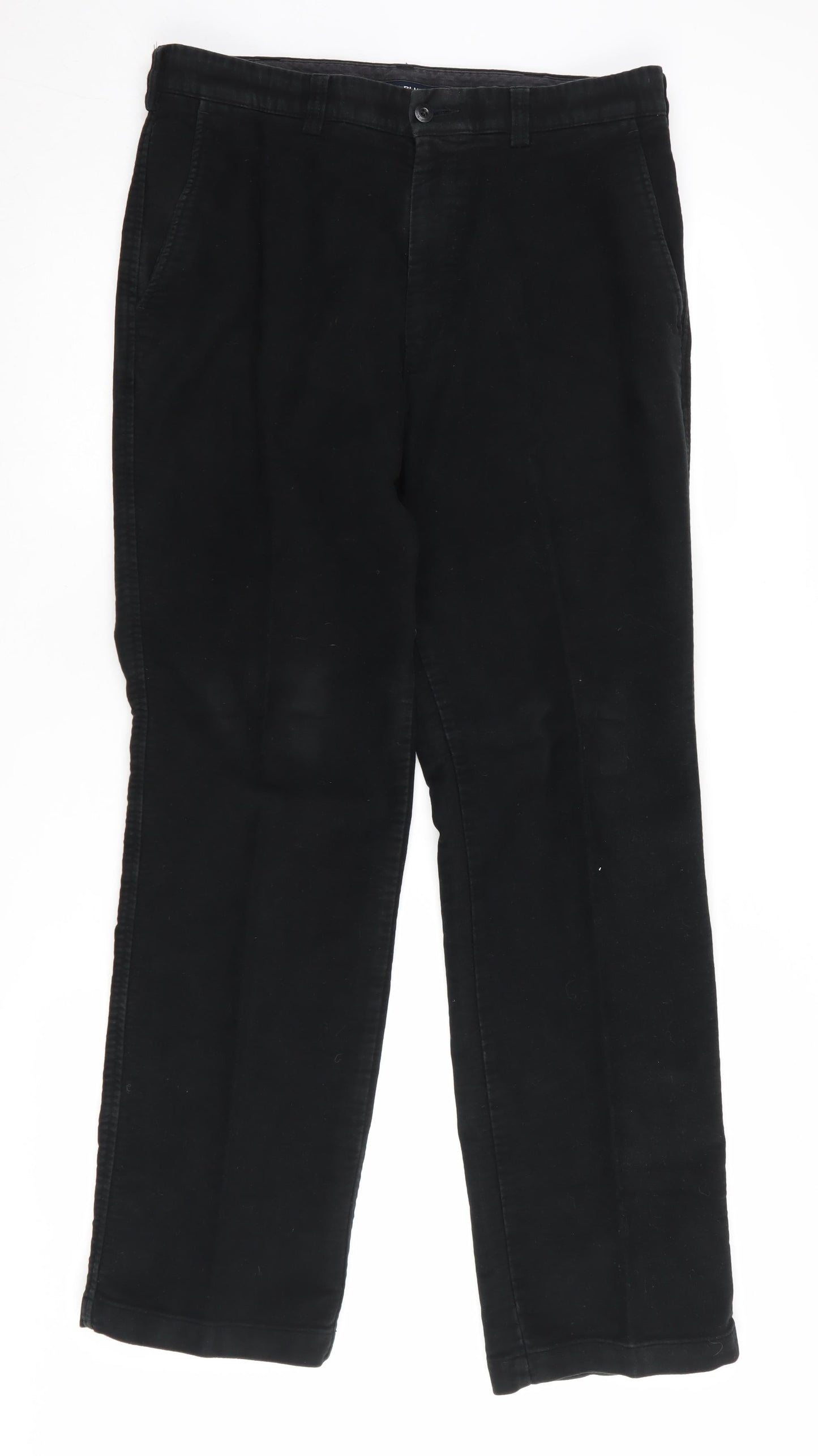 Marks and Spencer Men's Black Trousers, Size 34, Cotton
