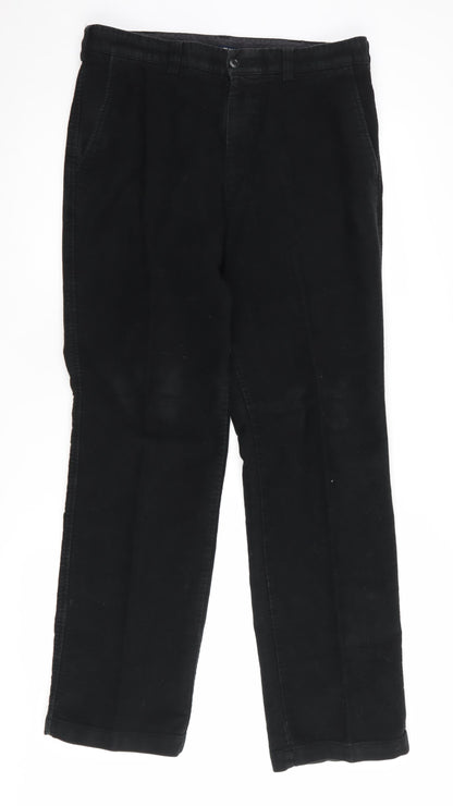 Marks and Spencer Men's Black Trousers, Size 34, Cotton
