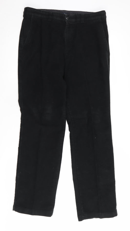 Marks and Spencer Men's Black Trousers, Size 34, Cotton