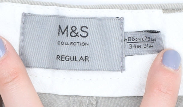 Marks and Spencer Men's Beige Chino Trousers 34L