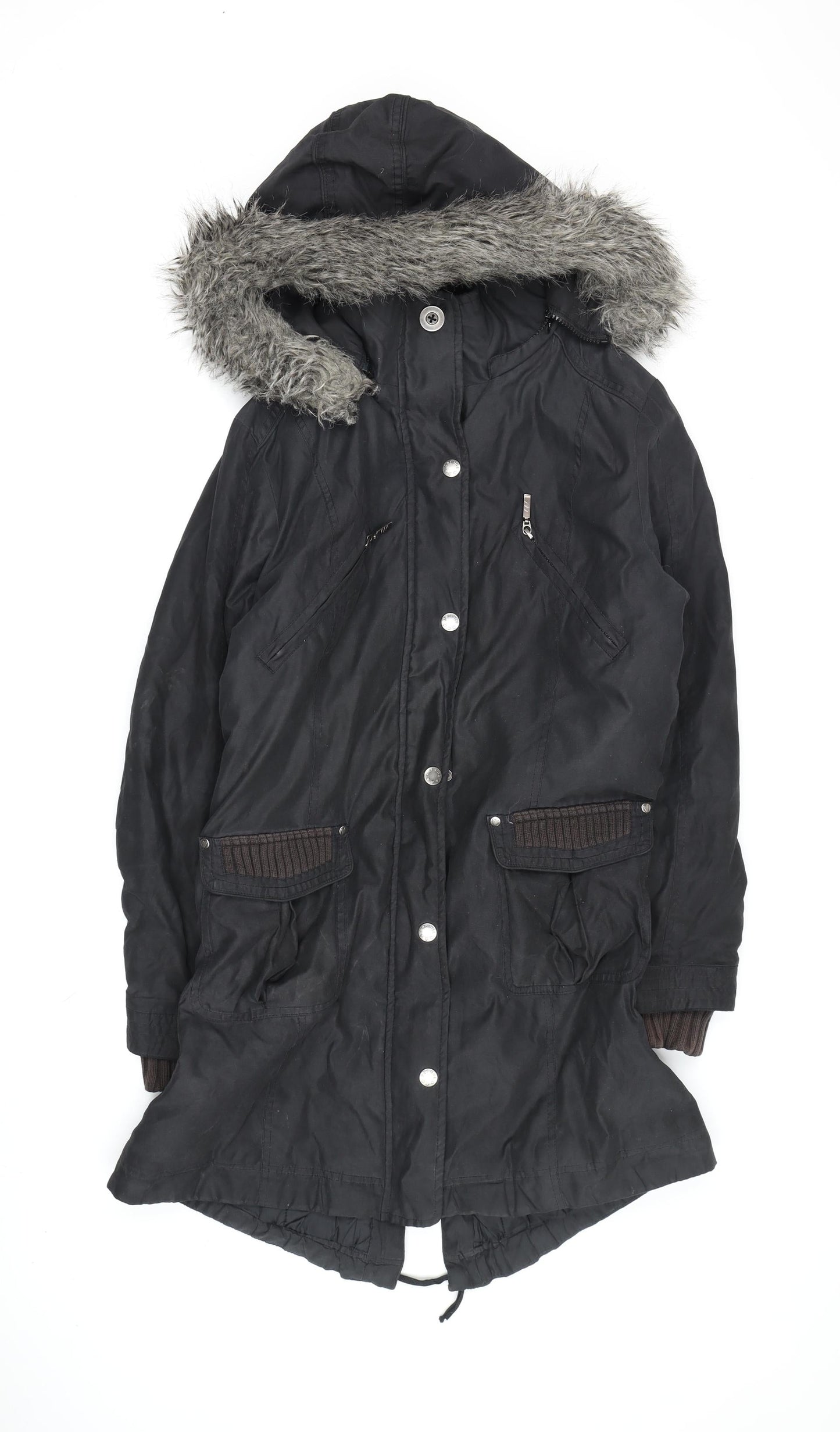 Womens UK Size M Marks and Spencer Black Parka Coat