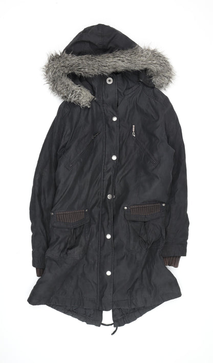 Womens UK Size M Marks and Spencer Black Parka Coat
