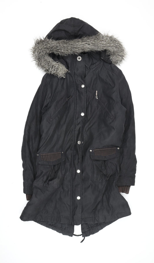 Womens UK Size M Marks and Spencer Black Parka Coat
