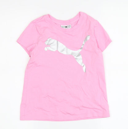 PUMA Girls Pink T-Shirt, 7-8 Years, Short Sleeve, Activewear