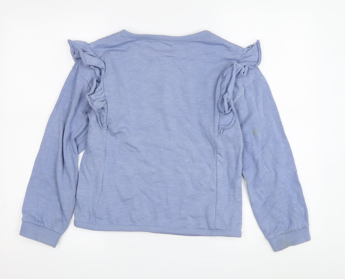 Back view of John Lewis girls’ blue pullover sweatshirt -, size 11, years