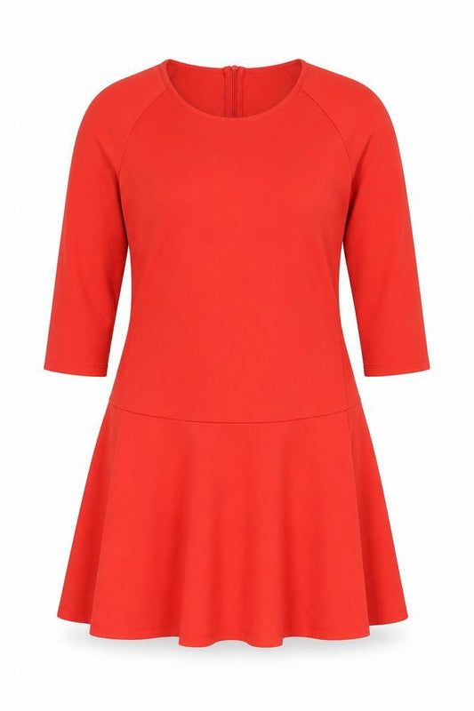 ESMARA Women's Red Dress, Size 14-16, 3/4 Sleeve, Zip