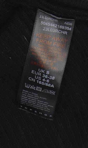 Womens UK Size S Topshop Black Pullover Jumper