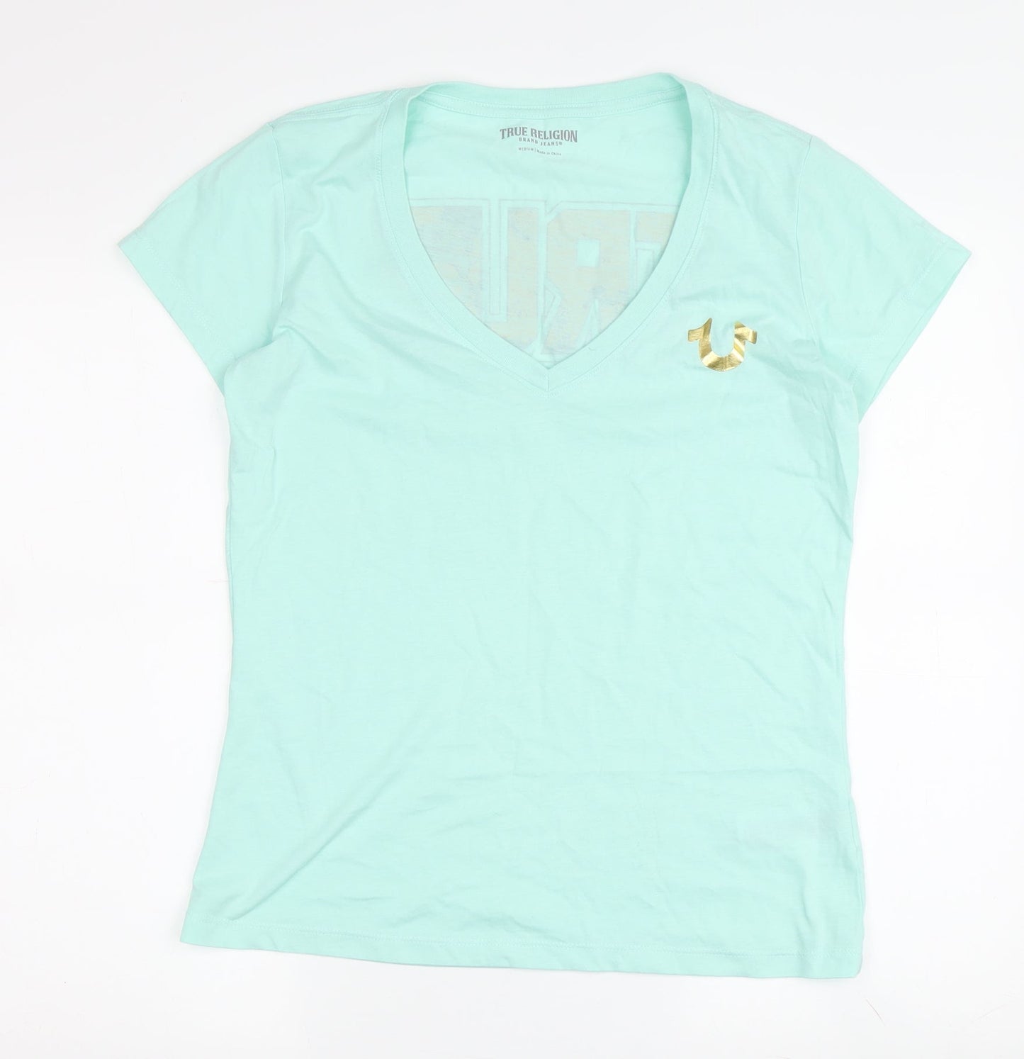 Womens UK Size M True Religion Green Basic T-Shirt