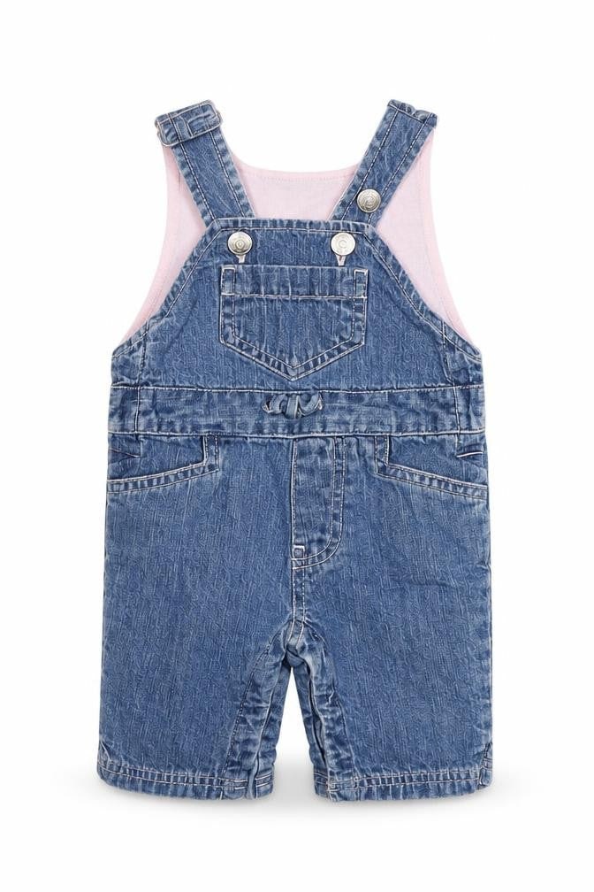 Front view of Gap Blue Denim Dungaree 0-3 Months unisex