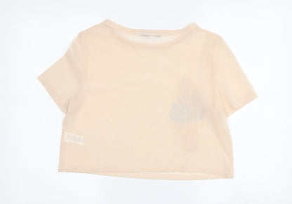 Boohoo Women's Beige Sequin T-Shirt - Size M