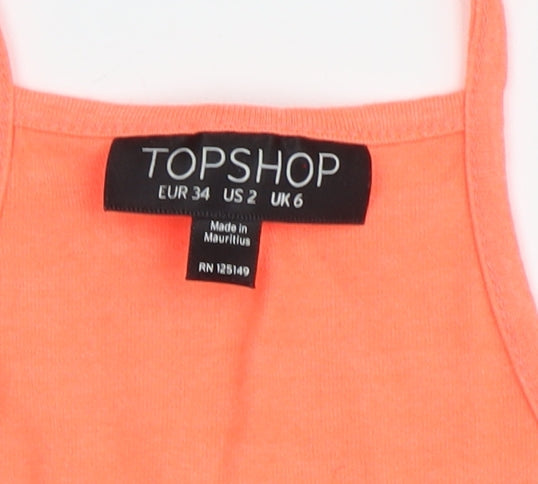 Topshop Women's Orange Tank Top Size 6