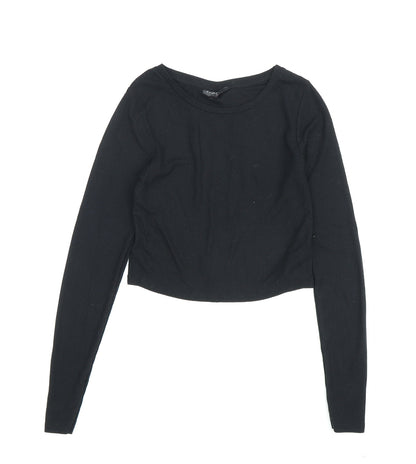 Womens UK Size 6 Topshop Black Cropped T-Shirt