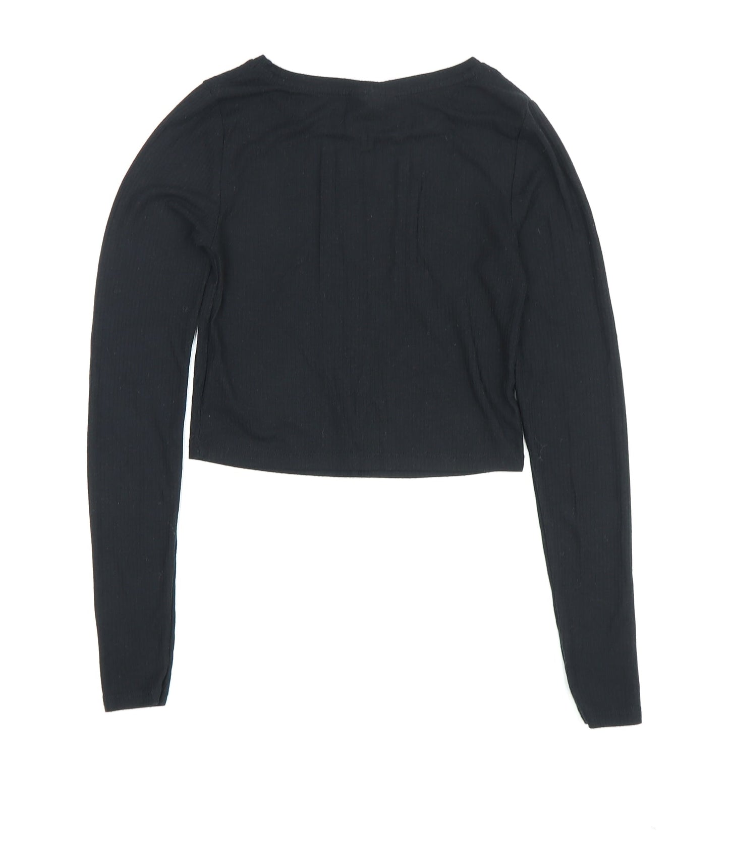 Womens UK Size 6 Topshop Black Cropped T-Shirt