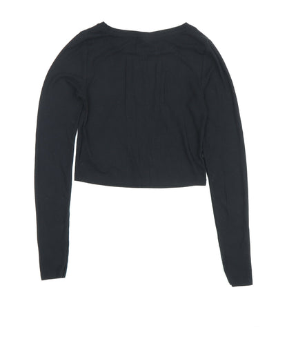 Womens UK Size 6 Topshop Black Cropped T-Shirt