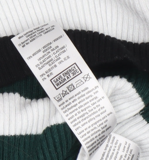 Miss Selfridge Multicoloured Stripe Mock Neck Jumper Size 8
