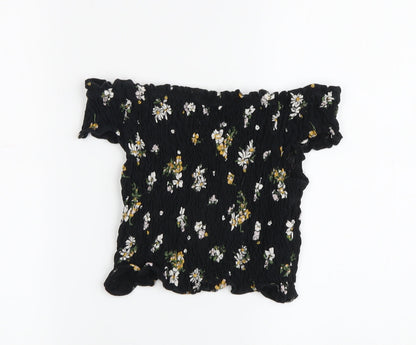 Miss Selfridge Women's Black Floral Tunic Blouse, Size 8