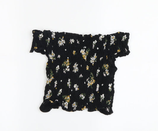 Miss Selfridge Women's Black Floral Tunic Blouse, Size 8