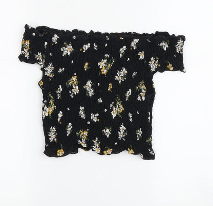 Miss Selfridge Women's Black Floral Tunic Blouse, Size 8