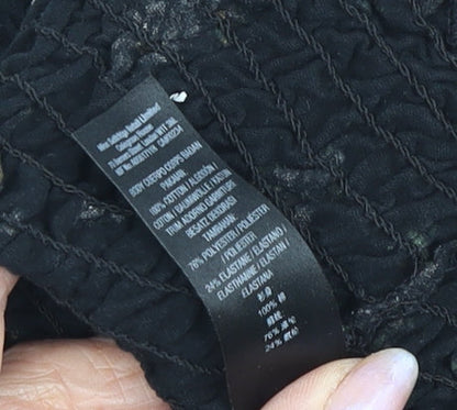 Miss Selfridge Women's Black Floral Tunic Blouse, Size 8