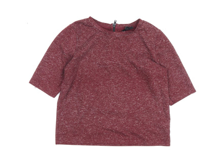 Womens UK Size 6 Topshop Red Basic T-Shirt