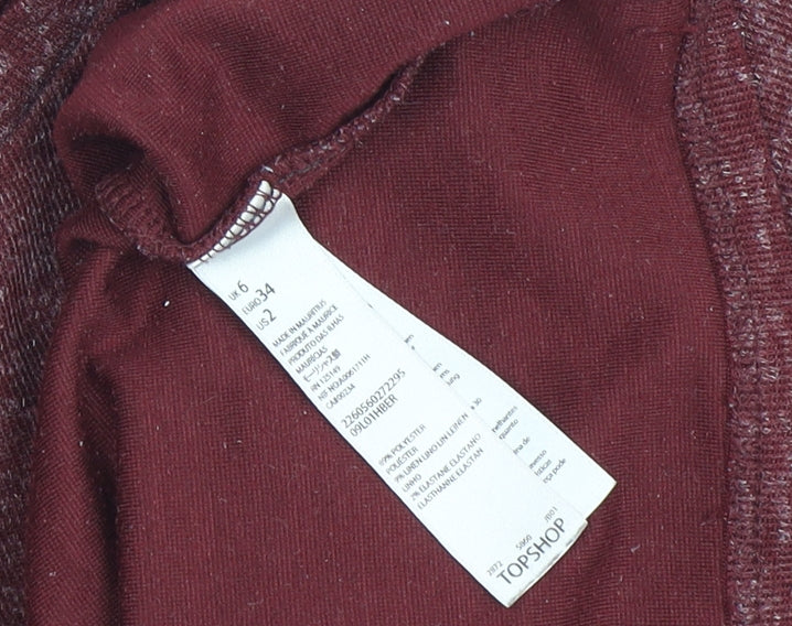 Womens UK Size 6 Topshop Red Basic T-Shirt