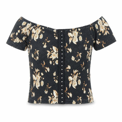 Womens UK Size 8 River Island Black Cropped T-Shirt