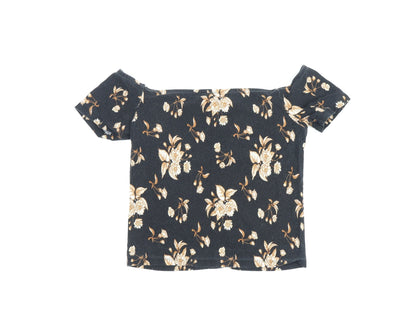 Womens UK Size 8 River Island Black Cropped T-Shirt
