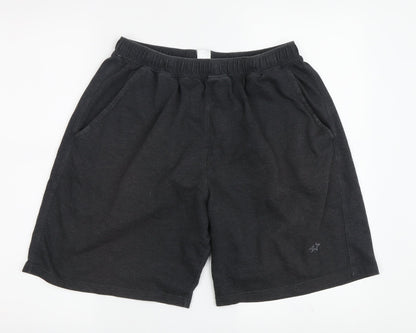 Allstar Men's Black Sweat Shorts, Elastic Waist, Pockets, 2X