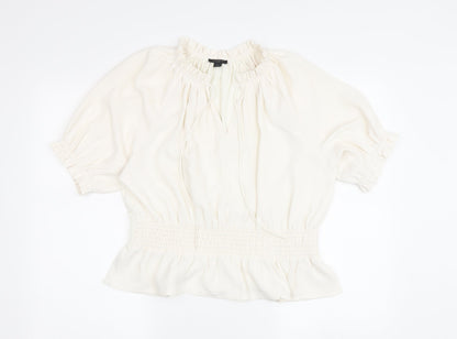 Ann Taylor Women's Ivory Tunic Blouse, Size M, Short Sleeve