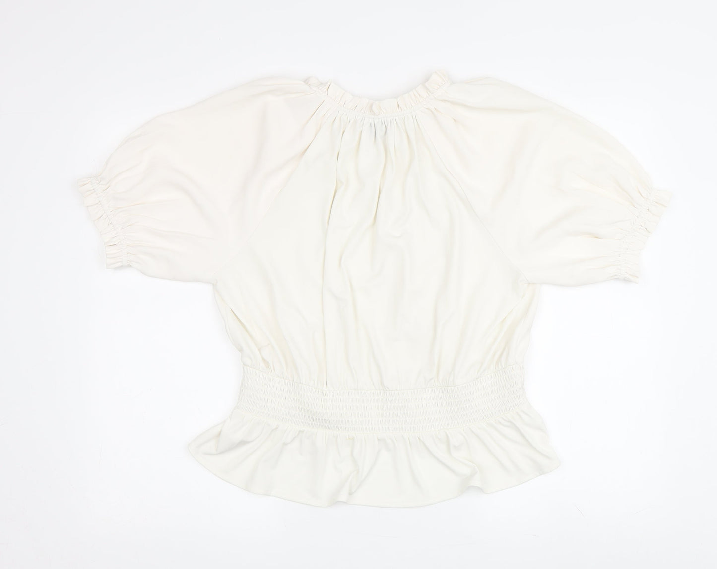 Ann Taylor Women's Ivory Tunic Blouse, Size M, Short Sleeve