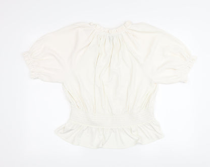 Ann Taylor Women's Ivory Tunic Blouse, Size M, Short Sleeve