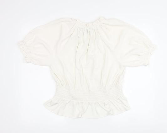 Ann Taylor Women's Ivory Tunic Blouse, Size M, Short Sleeve