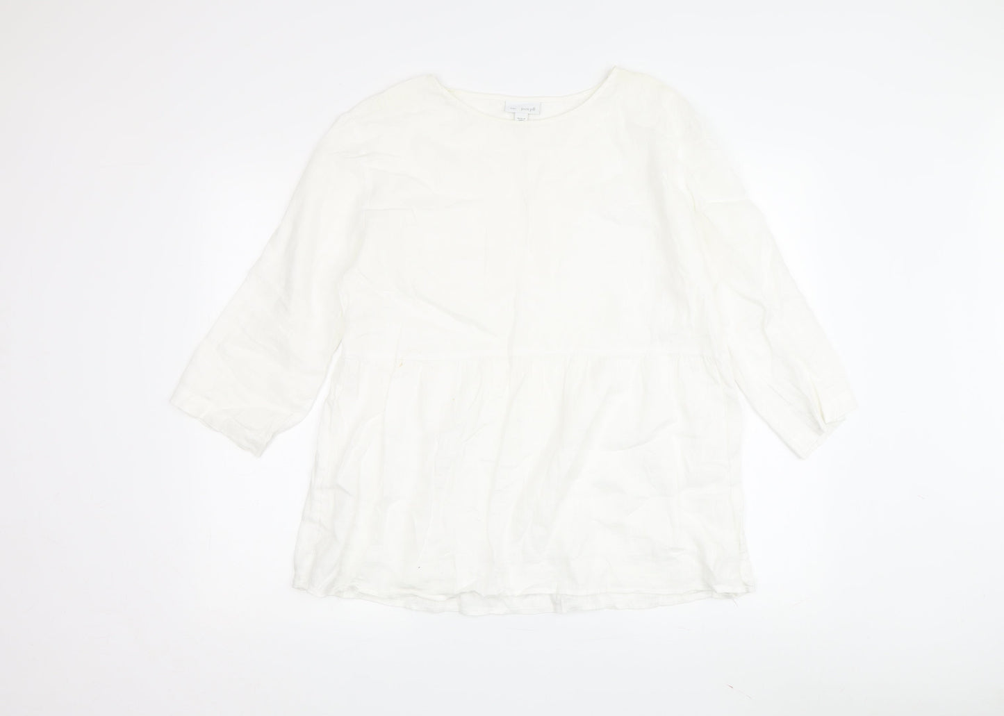 pure jill Women's White Linen Tunic Blouse XS