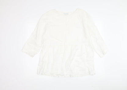 pure jill Women's White Linen Tunic Blouse XS