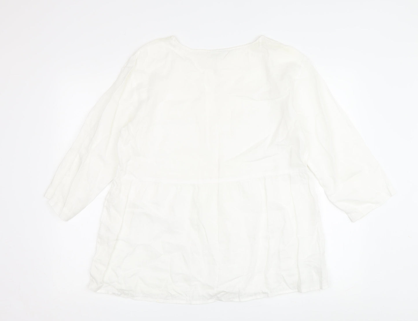 pure jill Women's White Linen Tunic Blouse XS