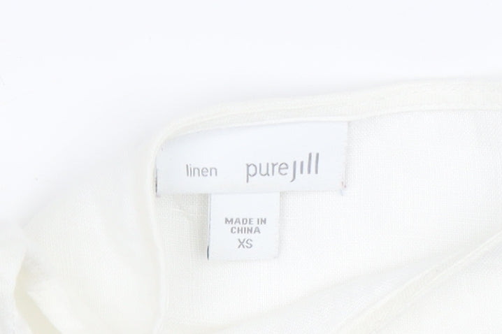 pure jill Women's White Linen Tunic Blouse XS