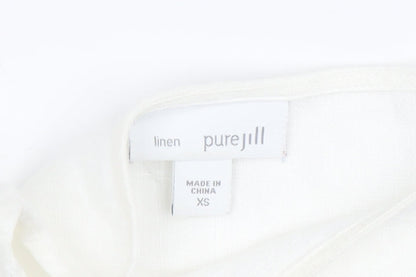 pure jill Women's White Linen Tunic Blouse XS