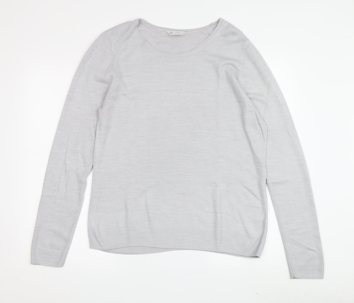 BHS Women's Grey Knit Jumper Size 14 Crew Neck