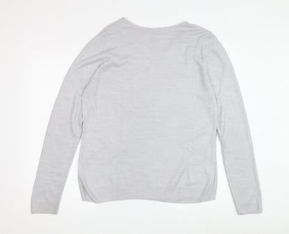 BHS Women's Grey Knit Jumper Size 14 Crew Neck