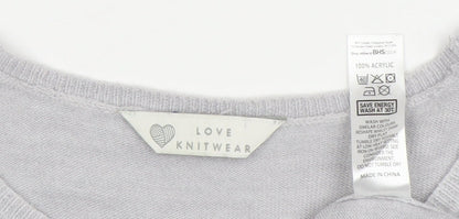 BHS Women's Grey Knit Jumper Size 14 Crew Neck