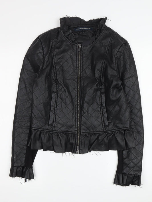 French Connection Women's Black Quilted Jacket Size 10