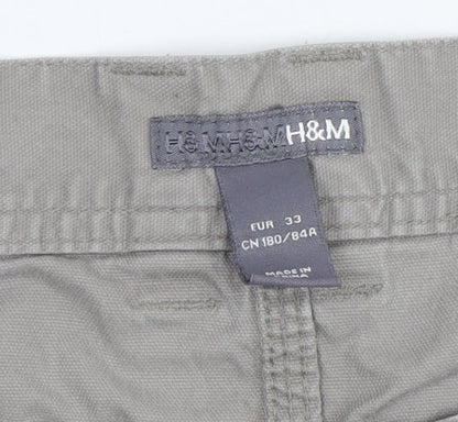 H&M Men's Grey Chino Trousers Size 33 Regular Fit