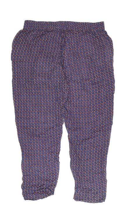 Womens UK Size 14 NEXT Relaxed Fit Cropped Multicoloured Trousers