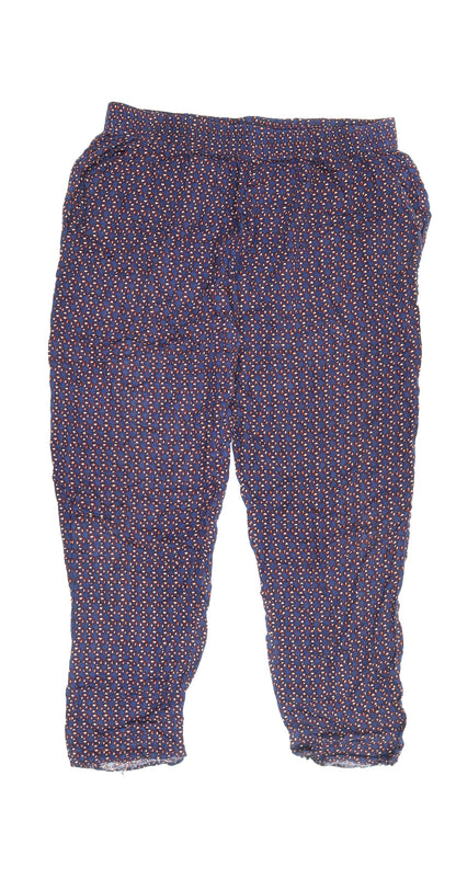 Womens UK Size 14 NEXT Relaxed Fit Cropped Multicoloured Trousers