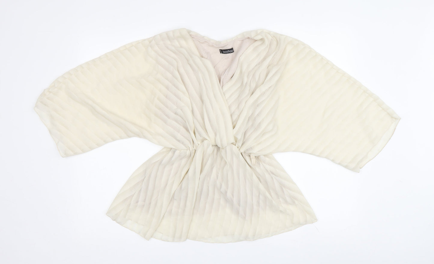 Boohoo Women's Ivory Tunic Blouse, Size 40, 3/4 Kimono Sleeve