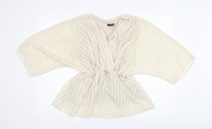 Boohoo Women's Ivory Tunic Blouse, Size 40, 3/4 Kimono Sleeve