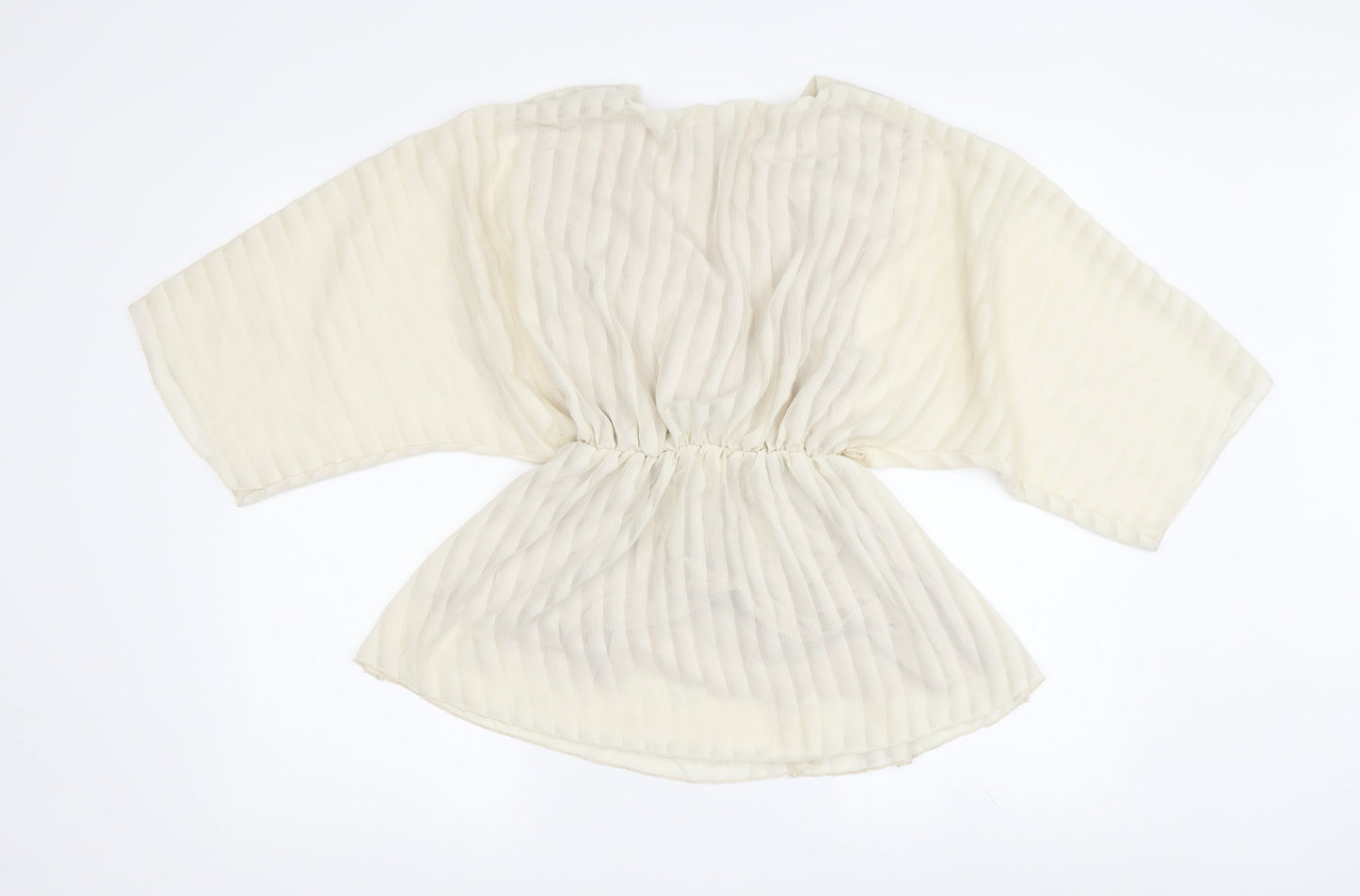 Boohoo Women's Ivory Tunic Blouse, Size 40, 3/4 Kimono Sleeve