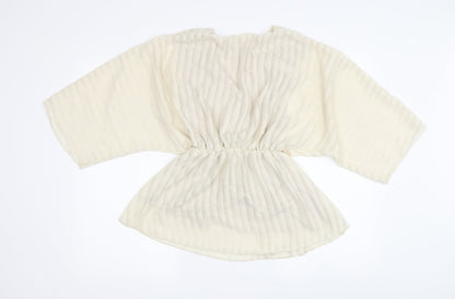 Boohoo Women's Ivory Tunic Blouse, Size 40, 3/4 Kimono Sleeve
